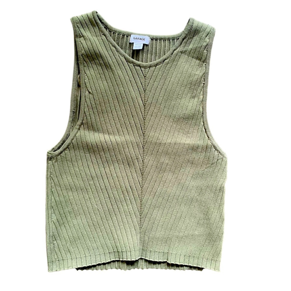 Garage Green Knit Crop Top Sleeveless XS